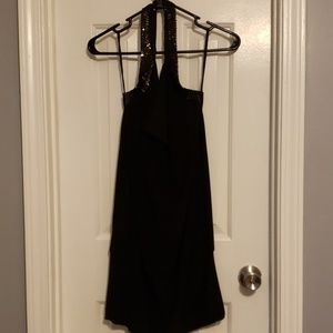 Sequin trim backless halter